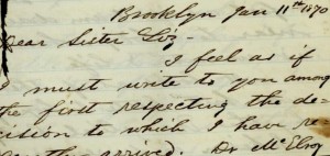 Part of a letter from Rev. Anderson McElroy Wylie written from the house we are researching.